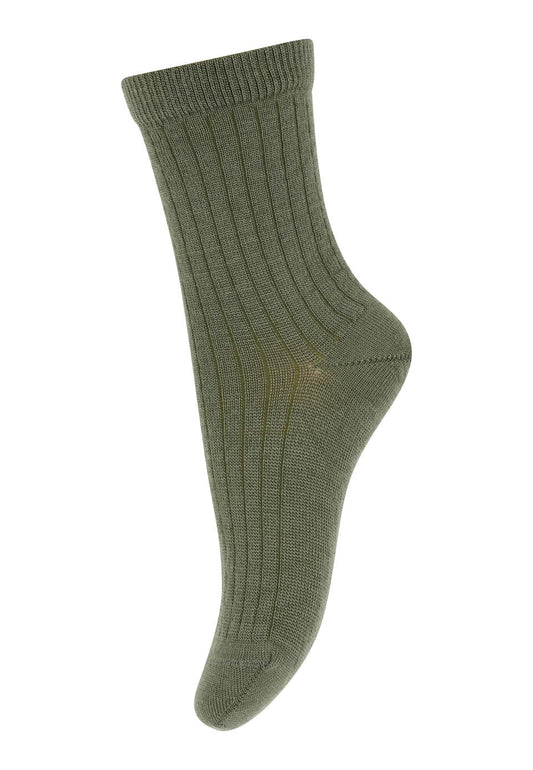 Wool rib Socken, grün