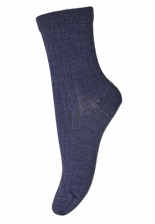 Wool rib Socken,navy