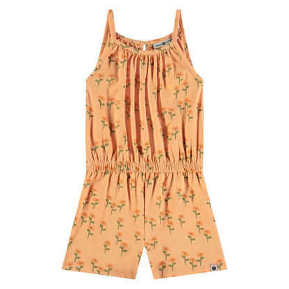 girls sleeveless jumpsuit, cantaloupe