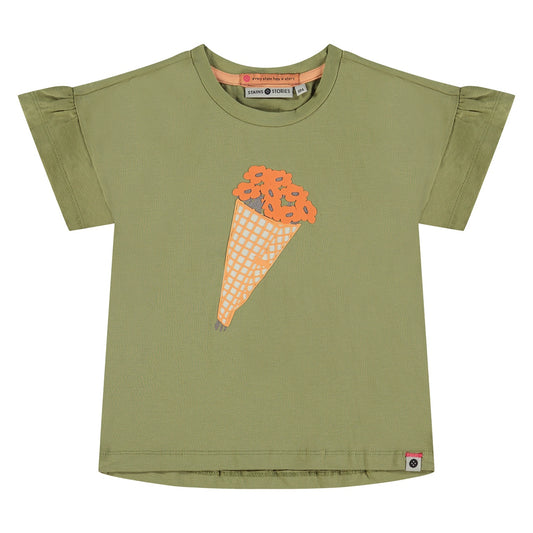 girls t-shirt short sleeve, olive