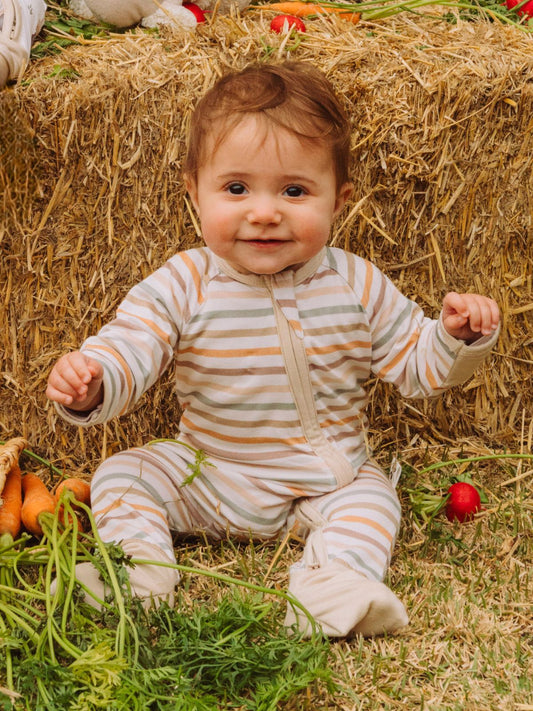 Farm Stripes Bamboo Zippy Romper