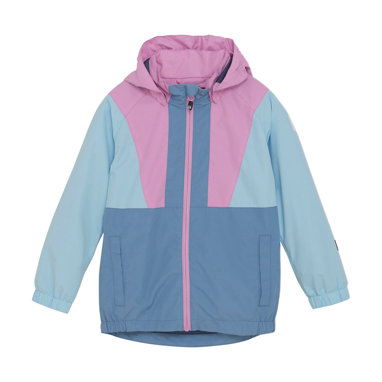 Die Color Kids Colorblock Kinder-Regenjacke – wasserdicht (10.000 mm), winddicht und atmungsaktiv. Mit versiegelten Nähten und reflektierenden Details für maximalen Schutz. Erhältlich im Bärchind Shop in Winterthur oder online für die ganze Schweiz.