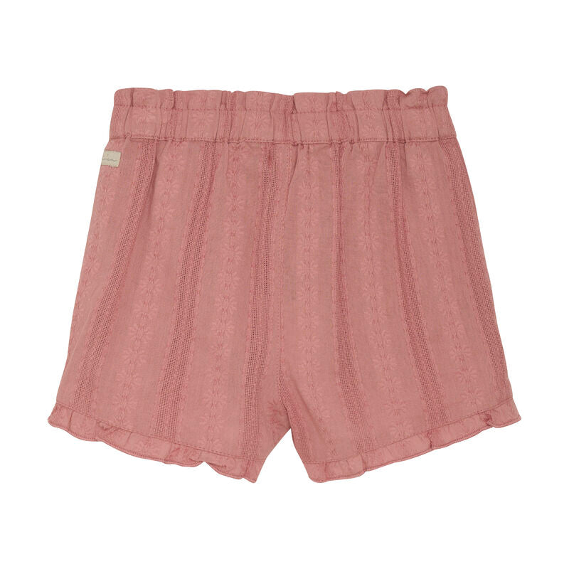  Detailaufnahme des Bunds mit Schleife der Shorts in Ash Rose von Daily Seven.