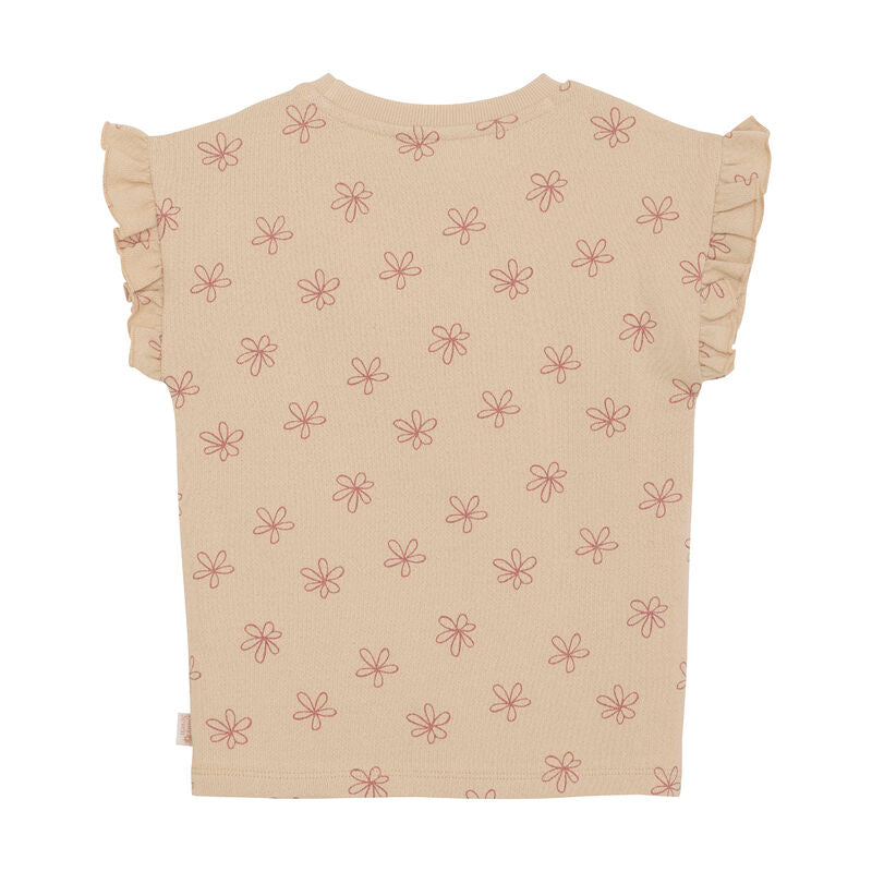 Rückansicht des T-Shirts Small Flower in Latte Sand von Daily Seven aus Bio-Baumwolle.