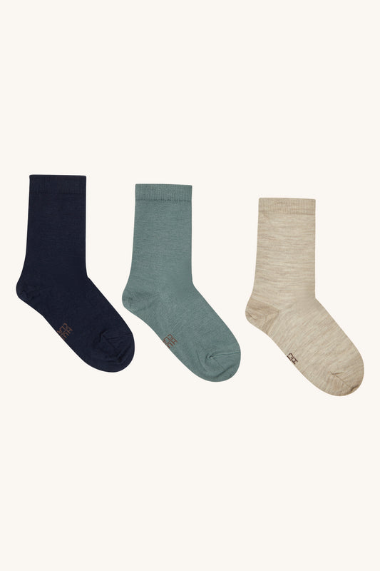 3er Pack Wollsocken Foty, mint/navy