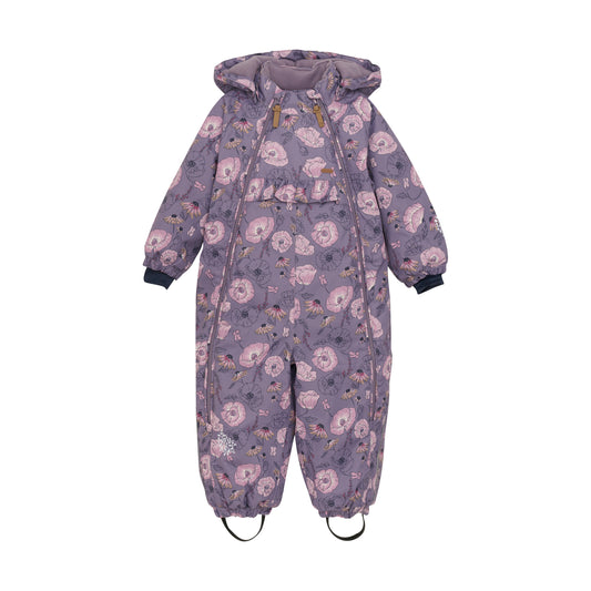 Schneeoverall, lila Blumen