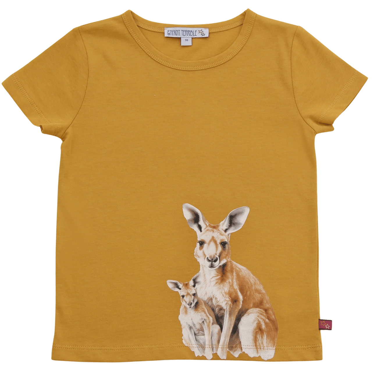 Enfant Terrible Kinder T-Shirt in Gelb mit Känguru-Design, GOTS-zertifiziert, hergestellt in der Türkei