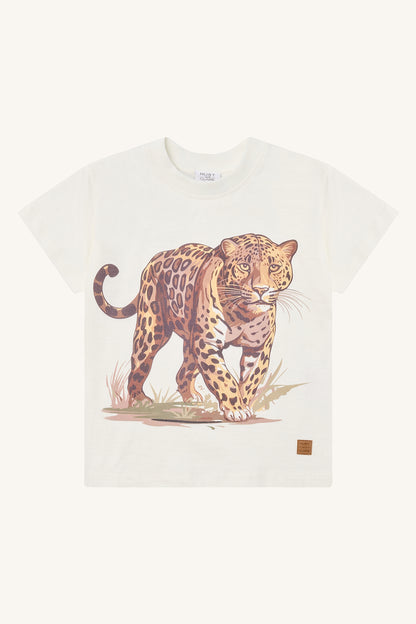 Hust & Claire T-Shirt Anton in Ivory mit Leoparden-Print, weiches Baumwollshirt für Kinder, erhältlich in Winterthur, Zürich, Schweiz