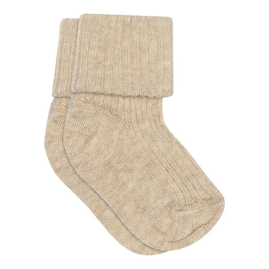 MP Kids Babysocken aus Bio-Baumwolle in Beige mit weichem Umschlagbund. Ideal für Komfort und Stil.