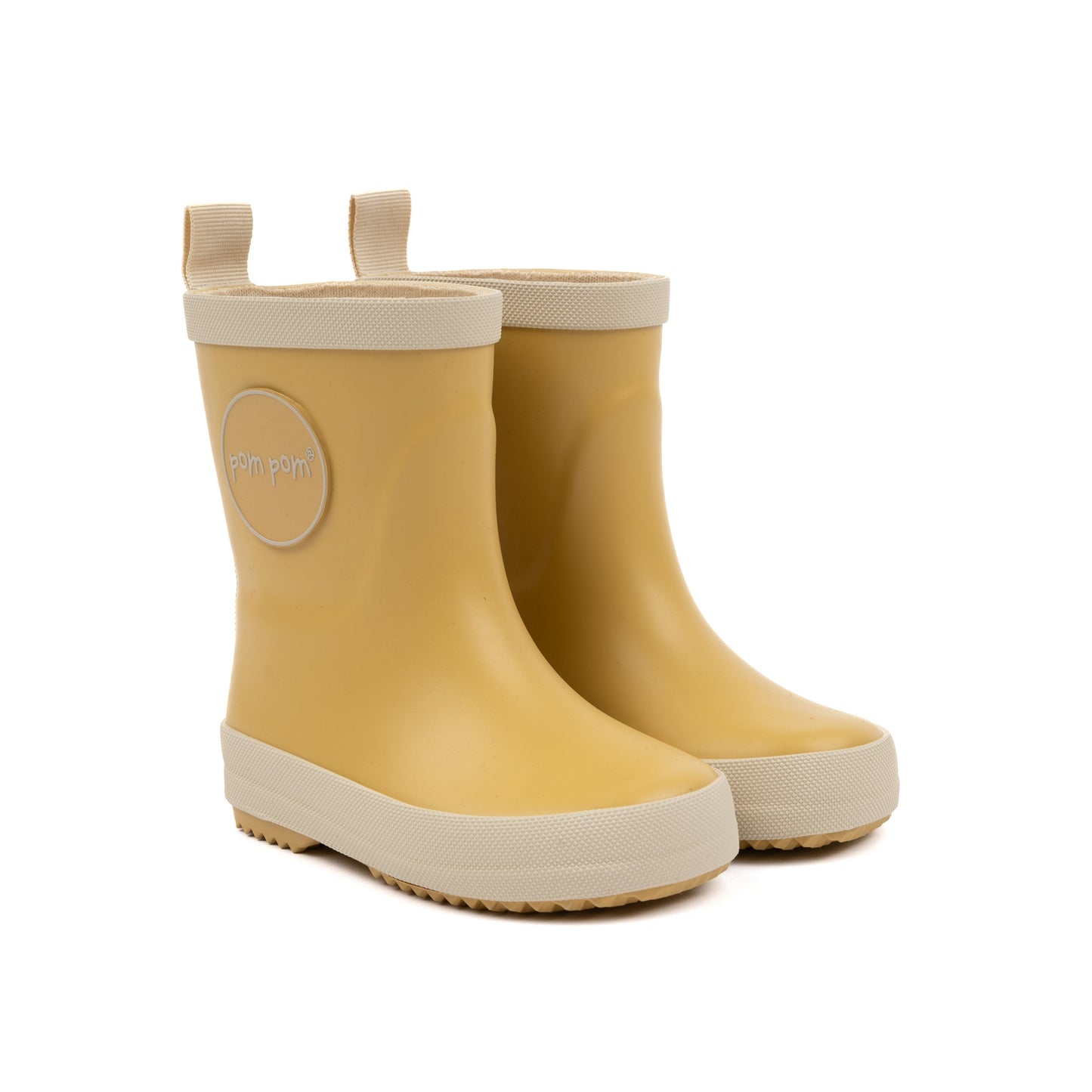 Pom Pom GumBoots™ Gummistiefel in Dusty Yellow aus Naturkautschuk – Wasserdicht & weich – Erhältlich in Winterthur, Zürich, Schweiz