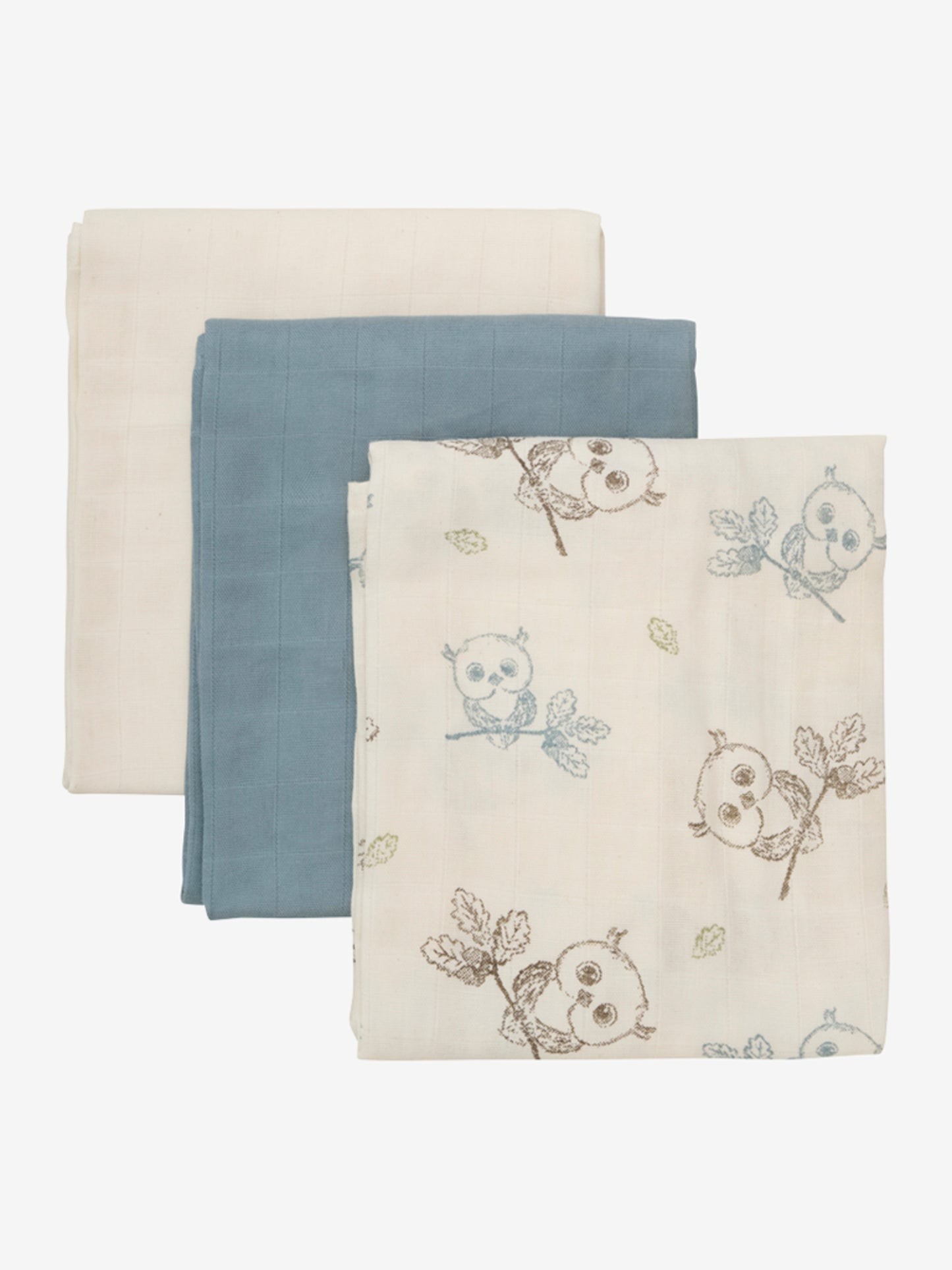 Muslin Nuschi Set - Eulen blau