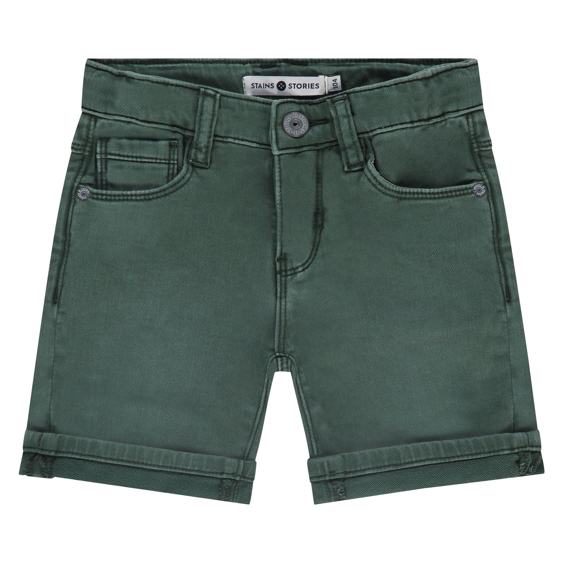 Jungen Shorts Forest Classic in Flaschengrün mit klassischem 5-Pocket-Design. Bequem, elastisch & ideal für Sommerabenteuer in Winterthur, Zürich, Schweiz.