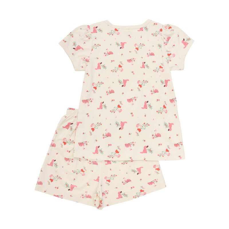 Zweiteiliges Pyjama-Set für Mädchen von CeLaVi, bestehend aus Shirt mit Tiermotiv und passenden Shorts.