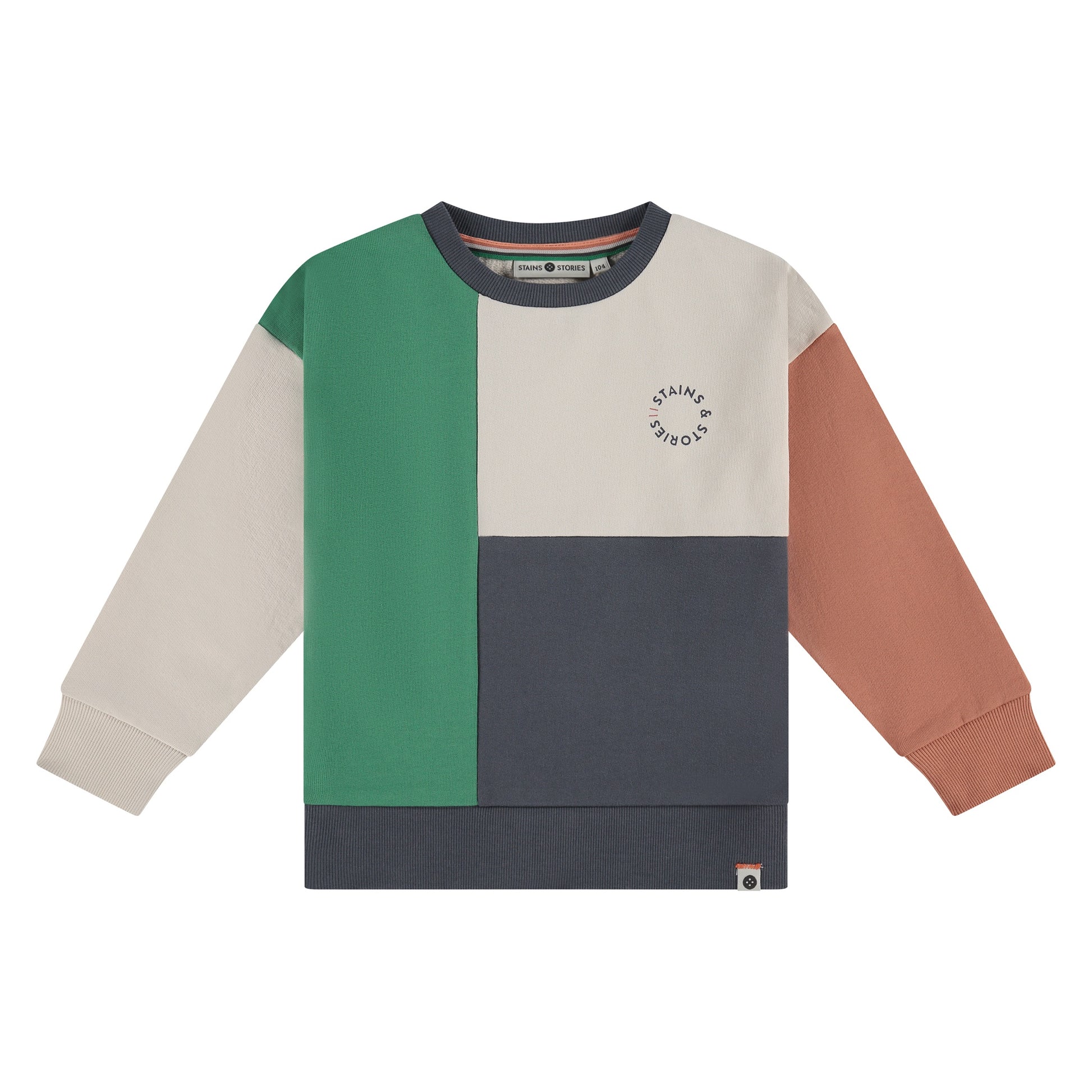 Sweatshirt "Night" mit Colourblock-Design von Stains & Stories – Weich & Bequem – Erhältlich in Winterthur, Zürich, Schweiz